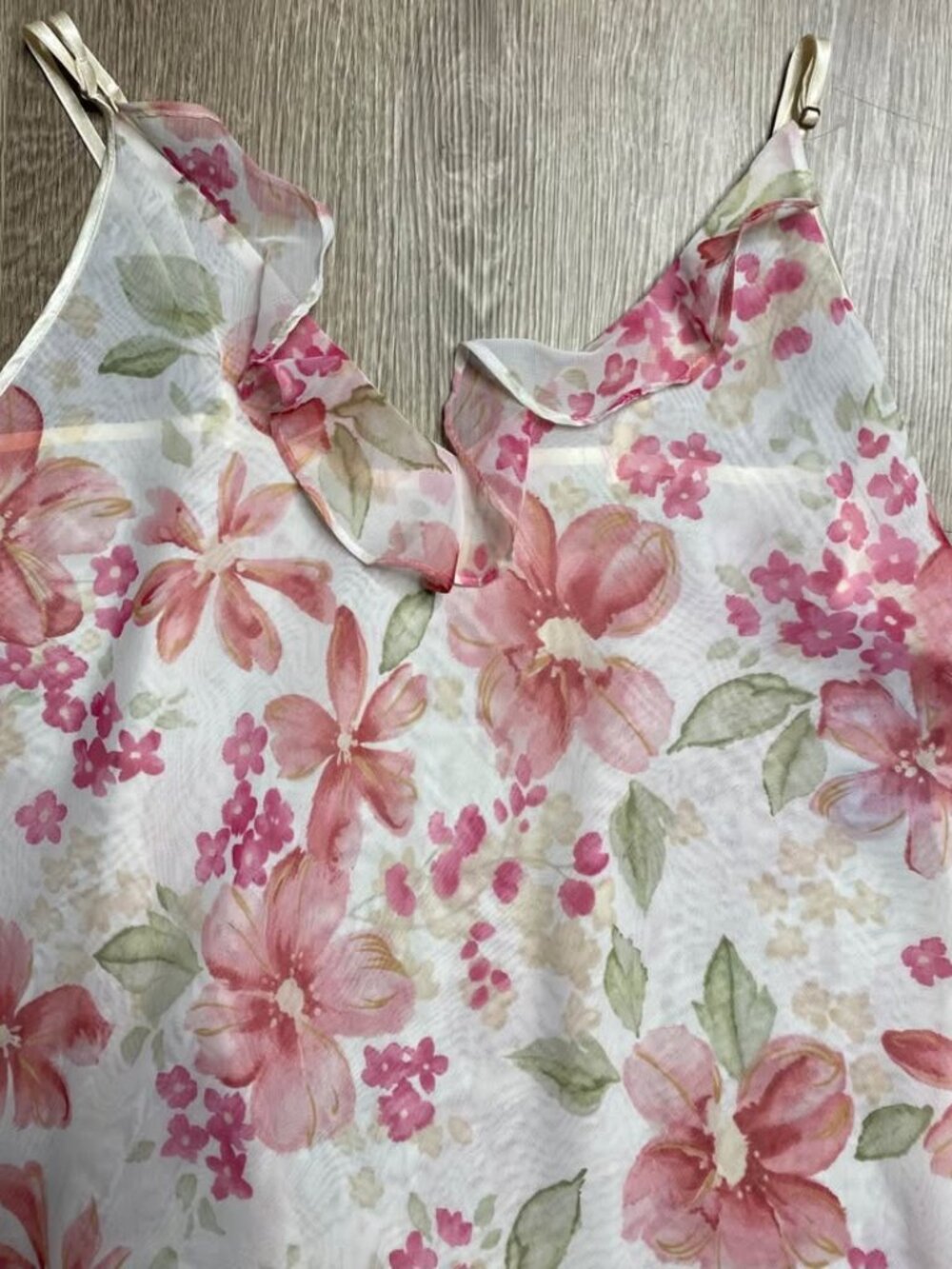 Vintage Valerie Stevens Cottagecore Maxi Slip Dress – Size Large – Floral Ruffle